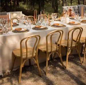 Vente en gros bon marché chaise de banquet pour fête en plein air chaises de salle à manger de mariage or blanc - Product Image 3