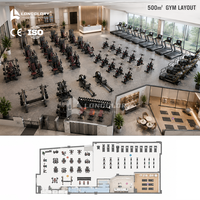 Équipement de salle de sport commercial, centre de remise en forme complet de 500 m², ensemble complet de machines d'entraînement de force et cardio, presse pectorale