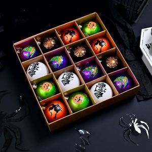 Set de Adornos Colgantes para Árbol de Halloween, Bolas Fantasma Pintadas con Efecto Galvanizado de 6cm, Decoración de Calabaza y Esqueleto Oscuro, para Exportación - Product Image 4