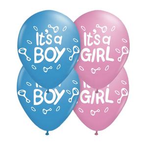 Décoration de fête de naissance, ballon en latex imprimé personnalisé de 12 pouces, ballon à hélium, c'est une fille, c'est un garçon - Product Image 1