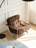 Fauteuil en tissu style vintage, en velours côtelé, avec structure en acier inoxydable, confortable, idéal pour les petits appartements, les chambres, les villas, la maison, le salon