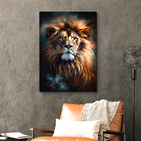 Vente en gros de peinture personnalisée pour décoration intérieure moderne avec impression numérique, photo de lion, peinture sur toile d'art mural, affiche de peinture murale