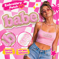 En gros, Patch lettre Glitter Babe rose doré, broderie à paillettes, applique lettre scintillante thermocollante pour sweats à capuche et vestes en jean