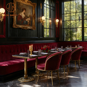 Meubles de luxe en pierre frittée rouge velours pour hôtels, restaurants, cafés et salons de thé : tables, chaises, banquettes et sièges pour <span class=keywords><strong>l</strong></span>'hôtellerie - Product Image 1