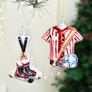 Wholesale Customizable Christmas Glass Ornaments Handmade Sports Series Ice Hockey Football Clothing Creative Dress Pendant - Product Image 2