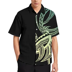 Freizeitmode hawaiianische Herrenhemden Oberteile Pazifikinsel indigener Strand Urlaub übergroße Aloha-Hemden polynesische Herrenbekleidung