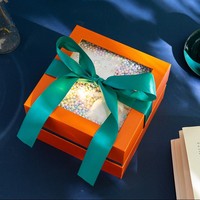 Boîte en carton personnalisée avec logo créatif, cadeaux d'affaires carrés, nœud papillon, parfum, cadeaux surprise, boîte en papier avec fenêtre transparente