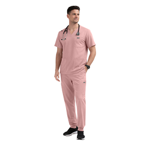 Set di Divise Infermieristiche Anti-Piega in Morbido Tessuto Premium Poliestere Rayon Spandex Lavabile per Uomo - Product Image 4