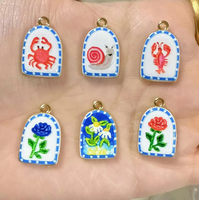 Pendentif Breloque Vintage en Laiton et Zircon, Émail Coloré, Peint à la Main, Motifs Dessin Animé, Poisson, Champignon, Botte de Cowboy, Cœur, Fleur, Vente en Gros, Cadeau