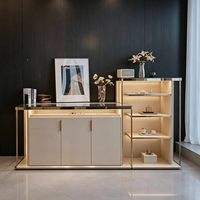 Vitrine à bijoux avec compartiments de rangement cachés, éclairage LED, bureau à bijoux écologique pour le rangement des accessoires de bijouterie