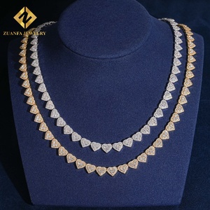 Hot Sale Luxury Heart Shape Tennis <b>Chain</b> Jewelry Set 925 Silver Moissanite <b>Iced</b> <b>Out</b> Hip Hop Unisex Jewelry - Product Image 3