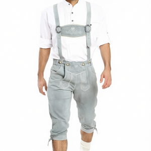 กางเกงขาสั้นผู้ชายบาวาเรีย,ปรับแต่งเองสีเทาอ่อน Oktoberfest Lederhosen บาวาเรีย - Product Image 1