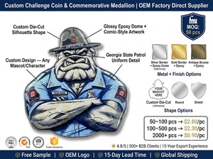 Moneda Conmemorativa Metálica Personalizada OEM Impresa en 3D de Bulldog de la Patrulla Estatal de Georgia Road Dawg - Fabricante de Monedas Conmemorativas - Product Image 3