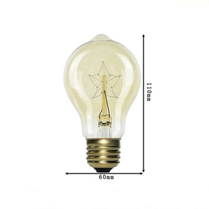 A19爱迪生灯泡110v/220V <span class=keywords><strong>E27</strong></span>/E26/B22透明琥珀色玻璃盖复古钨丝白炽灯泡40w怀旧装饰 - Product Image 3
