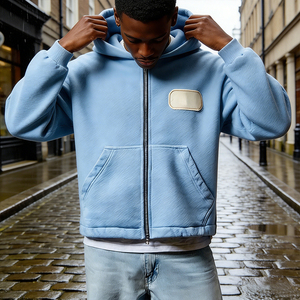 Felpa <span class=keywords><strong>con</strong></span> Cappuccio e Zip in Cotone 400g di Alta Qualità, Motivo Personalizzato, Taglia Grande, Abbigliamento Uomo - Product Image 4