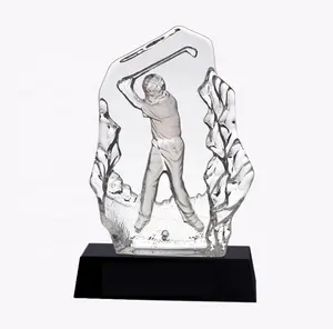 DILU Factory Custom Blank Wholesale Award Metal Trophies and Medal Sports crystal glass award golf trophy for Sports events