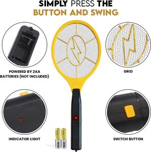 Single Layer Mesh Battery-Powered <b>Electric</b> Mosquito Swatter Non-Rotatable Industrial Style Fall 10 Coverage - Product Image 2