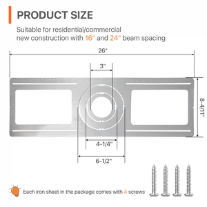 Placa de Montaje Universal para Linterna de 4 y 6 Pulgadas, Panel Delgado Redondo, Soportes de Metal Galvanizado - Product Image 2
