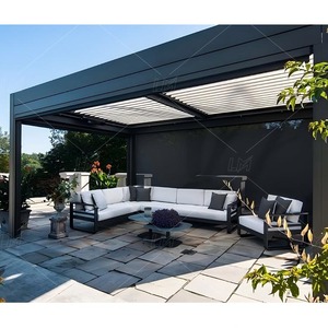 Pérgola de aluminio retráctil de tamaño personalizado, pérgola retráctil de control remoto con luces Led, Material de techo para pérgola - Product Image 4