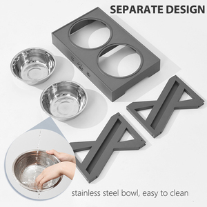 Comederos Dobles para Perros con Soporte Ajustable en Altura, Plato Elevado para Comida y Agua para Perros Medianos y Grandes, Mesa Elevadora para Gatos - Product Image 5