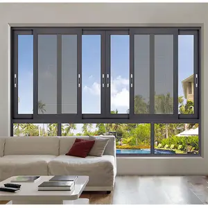 CADRE Fenêtres Et Portes Aluminium Verre Résidentiel Avec Grilles Double Vitrage Écran Coulissant Aluminium Prix Fenêtre Coulissante cadre