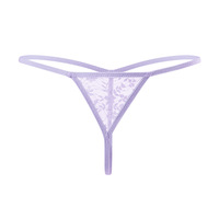 Celana Dalam G-String Transparan Berenda Seksi Model Low Rise untuk Wanita, Tanpa Crotch, Bahan Bernapas, dengan Ikat Pinggang Seksi