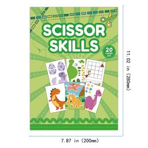 Kit d'art pour enfants, dinosaures, dessins animés amusants, éducatif pour la maternelle, jouets faits à la main, bricolage, livre de découpe et de collage en papier pour enfants - Product Image 6