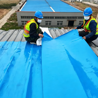 Réparation de toiture et isolation thermique, membrane d'étanchéité autocollante en TPU bleu pour toiture