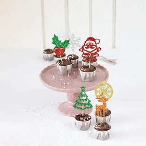 Décorations de cupcakes pour les fêtes de Noël et du Nouvel An, avec des motifs de Père Noël et des flocons de neige, pour la décoration des fêtes d'hiver - Product Image 2