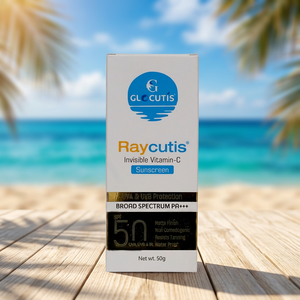 Crème solaire à la vitamine C Raycutis SPF50 PA+++ 50g, protection large spectre UVA UVB, fini mat, résistante à l'eau, soin du visage - Product Image 1