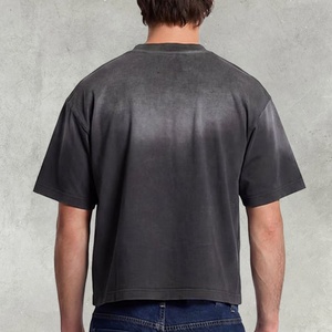 Custom Heavyweight 100%Cotton Vintage Sun Faded Washed <b>Drop</b> Shoulder Oversized Boxy Fit T Shirts for Men - Product Image 2