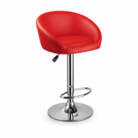 Tabouret de bar pivotant réglable en cuir PU rouge avec dossier incurvé, base en chrome et repose-pieds pour comptoir de cuisine
