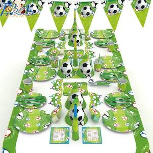 Fußball Themen Geburtstags feier Dekorationen Party Einweg Teller und Servietten Sets Geschirr Set