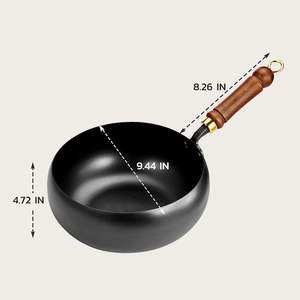 Wok en fer antiadhésif Yongkang avec couvercle, poêle ronde pour ustensiles de cuisine portables inclus, lavage à la main uniquement - Product Image 2