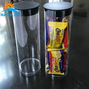 Naxilai打印图案徽标玩具糖果节日礼品盒透明PVC磅圆形塑料管包装管