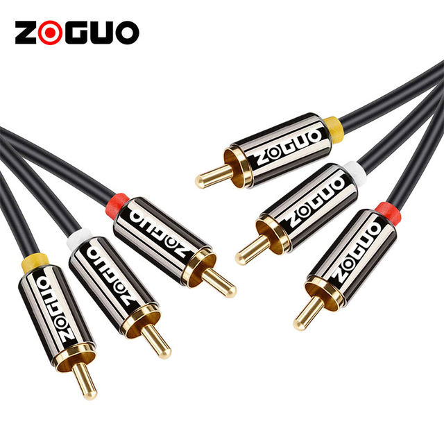 Wholesale Premium Quality 3-1 RCA Portable Audio Cable Customizable Lengths 1.5M 3M 30M Black for DVD Sound Box TV PVC Braid