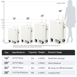 Nhà Máy Giá 4 cái/bộ ABS PC hành lý nhẹ nhất vali túi dây kéo trường hợp Vali du lịch hành lý đặt cho ngoài trời - Product Image 5