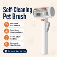 Brosse à poils pour animaux de compagnie FURRIVO auto-nettoyante en ABS, peigne à démêler en un clic pour chats et chiens à poils longs/courts
