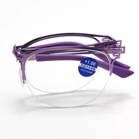 Nouveau rond carré métal pliable Anti bleu correcteur loupe lunettes mince optique cadres lunettes de lecture avec étui