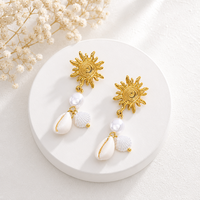 Boucles d'oreilles pendantes SA, créoles florales, bijoux statement, Jhumka indiens pour femmes, mariage et fête