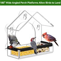 Mangeoire à oiseaux pour fenêtre Mangeoires à oiseaux à fenêtre transparente avec 5 ventouses fortes avec plateau à graines détachable pour l'observation des oiseaux sauvages à l'extérieur