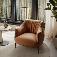 Canapé simple en cuir minimaliste moderne, meubles confortables pour le salon, fauteuil de détente