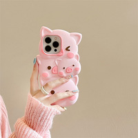 Étui design pour téléphone 3D mignon petit cochon rose couverture en Silicone souple dessin animé étui de téléphone pour iPhone 12 13 14 15 pro max