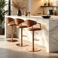 Tabouret de bar moderne et confortable, pivotant et réglable en hauteur, avec dossier, style luxe discret, pour usage domestique