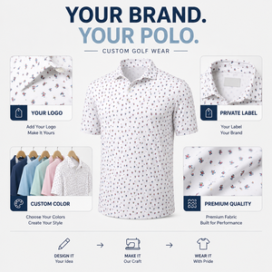 Polos de Golf Personalizados con Microestampado Floral para Hombre, Manga Corta, Impresión Completa, Marca Privada, Fabricante OEM ODM - Product Image 3