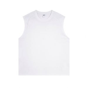 Débardeur d'été en tricot de coton et de polyester à séchage rapide pour hommes, t-shirts sans manches à conception ample, logo personnalisé, gilet de sport à motif solide - Product Image 3