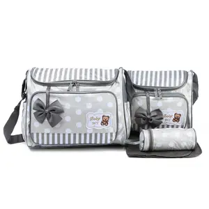 Amiqi-Bolsa de pañales BM6038D para mamá, bolso de viaje grande para bebé con almohadilla cambiante