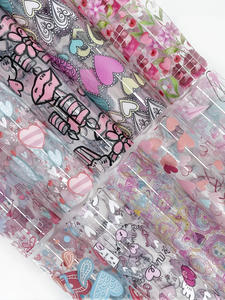 定制紫外线印花心形印花透明聚氯乙烯卷节日礼品包装和婚礼工艺品材料DIY蝴蝶结 - Product Image 2