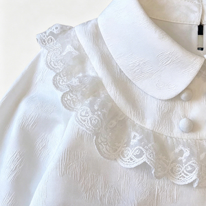 Elegante Maglietta Bianca in Pizzo Traspirante per Bambine, T-Shirt Base Versatile a Maniche Lunghe, Nuovo Stile Primavera-Autunno - Product Image 3