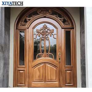 XIYATECHカスタマイズ無垢材玄関ドア木製メインシングル木製アーチドアデザインヴィラ用 - Product Image 1
